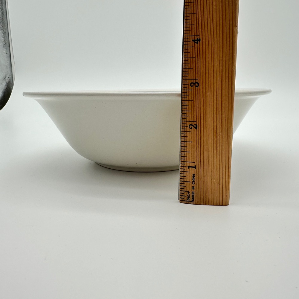 Genuine Stoneware Serving Bowl Vintage 9.5in White Blue Band Japan MCM - Picture 2 of 9
